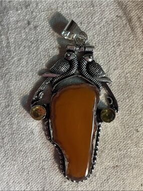 925 Solar agate & citrine pendant
